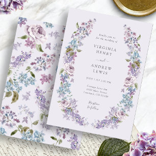 Elegante Lavendel Flieder Hochzeit Einladung