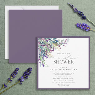 Elegante Lavendel Floral Watercolor Paare Dusche Einladung