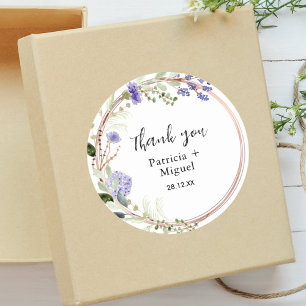 Elegante Lavendel-Grün-Hochzeit Danke schön Runder Aufkleber