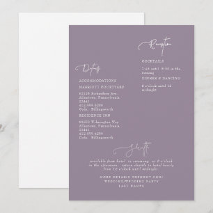Elegante Lavendel-Hochzeits-Einladung mit Details Einladung