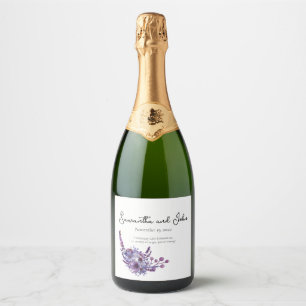 Elegante Lavendel-Hochzeits-Sparkling-Wine-Flasche Schaumweinetikett