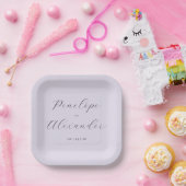 Elegante Lavendel-Kalligrafie Pappteller (Party)
