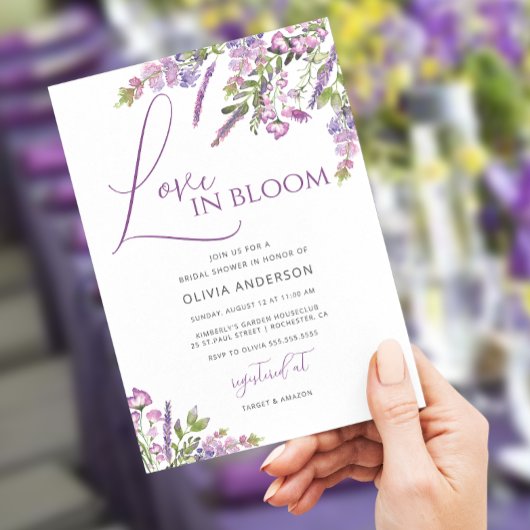 Elegante Lavendel-Liebe in Bloom Brautparty Invit Einladung