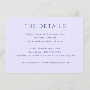 Elegante Lavendel-Minimalismus-Details Begleitkarte