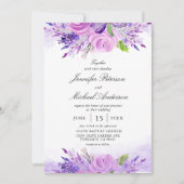 Elegante Lavendel-Purple-Blumen Hochzeit Einladung (Vorderseite)