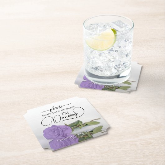 Elegante Lavendel-Rose Nehmt meine Trinkehe nicht. Untersetzer (Vor Ort)
