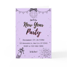 Elegante Lavendel-Silvester-Grußkarte | Mo