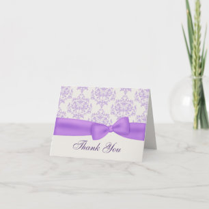 Elegante Lavendel- und Elfenbeinfarbene Hochzeit D Dankeskarte