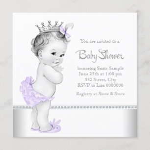Elegante Lavendel-und Silber-Babyparty Einladung