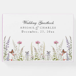 Elegante Lavendel & Wildblume Bloom Gästebuch