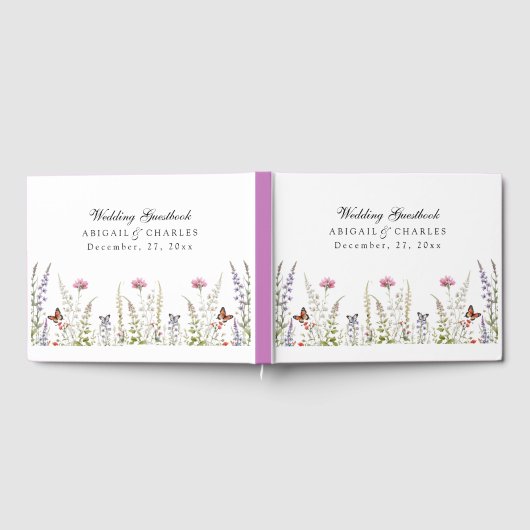 Elegante Lavendel & Wildblume Bloom Gästebuch (Voll)