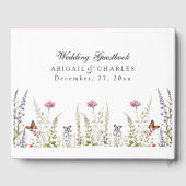 Elegante Lavendel & Wildblume Bloom Gästebuch (Rückseite)
