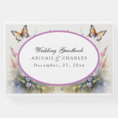 Elegante Lavendel & Wildblume Bloom Gästebuch (Rückseite)