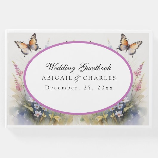 Elegante Lavendel & Wildblume Bloom Gästebuch (Vorderseite)