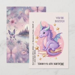 Elegante Lavendelfarbe Dragon Halloween Geburtstag Einladung