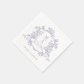 Elegante lavendelfarbene florale Wappen-Monogramm- Serviette (Ecke)