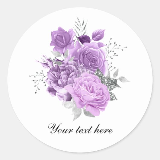 Elegante lavendelfarbene Rosen anpassbar Runder Aufkleber (Vorderseite)