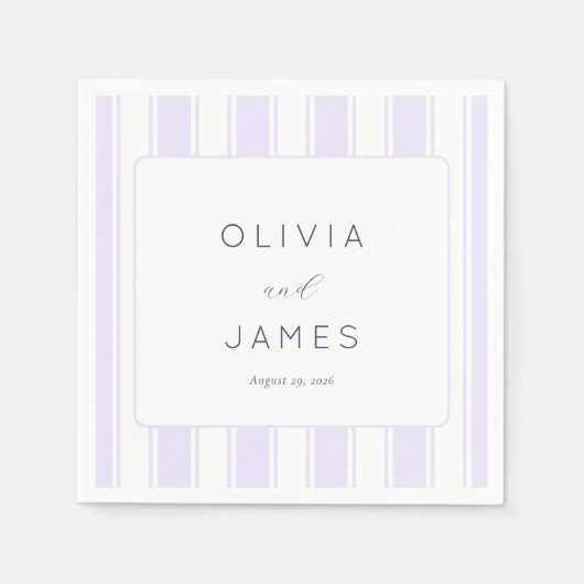 Elegante Lavendelstreifen Serviette (Vorderseite)