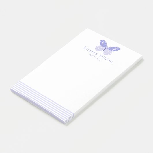 Elegante Lavendelstreifen und Schmetterlingsflecke Post-it Klebezettel (angewinkelt)