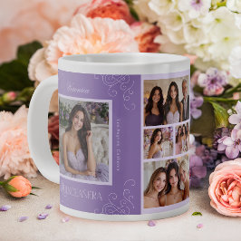 Elegante Lavender 6 Foto Collage Quinceañera Jumbo-Tasse