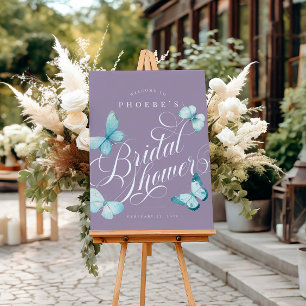 Elegante Lavender Aquamarin Butterfly Brautparty S Poster