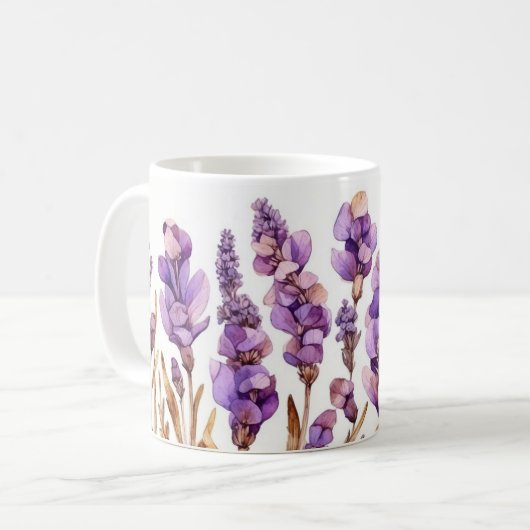 Elegante Lavender Bliss Keramik Tasse (Vorderseite Links)