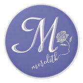 Elegante Lavender Blue Custom Monogram Rose Keramikknauf (Vorderseite)