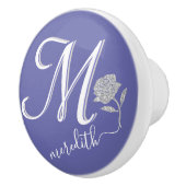Elegante Lavender Blue Custom Monogram Rose Keramikknauf (Rechts)