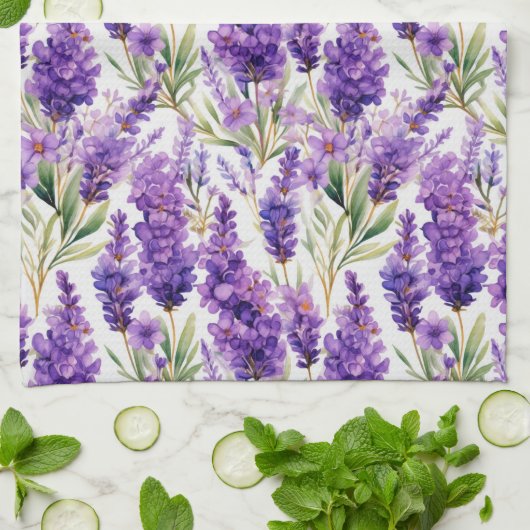 Elegante Lavender-Blume Geschirrtuch (Gefaltet)