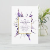 Elegante Lavender Blume Hochzeit mit floralen Wass Einladung (Stehend Vorderseite)