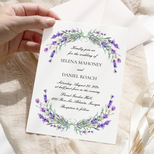 Elegante Lavender Blume Violet Wedding Einladung