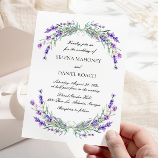 Elegante Lavender Blume Violet Wedding Einladung