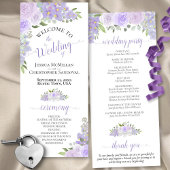 Elegante Lavender Boho Hochzeit mit floraler Wasse Programm