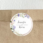 Elegante Lavender Botanical Greenary Wedding Runder Aufkleber