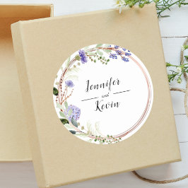 Elegante Lavender Botanical Greenary Wedding Runder Aufkleber