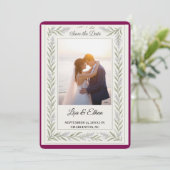 Elegante Lavender Botanical Save the Date Card (Stehend Vorderseite)