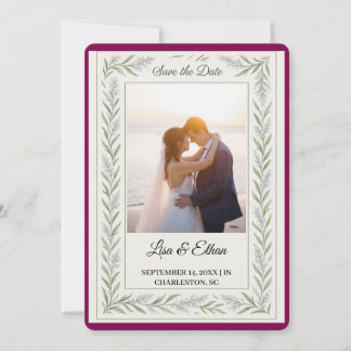 Elegante Lavender Botanical Save the Date Card