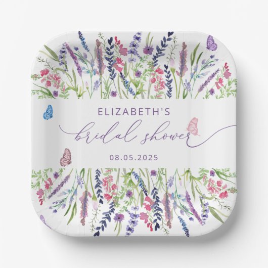 Elegante Lavender Brautparty Paper Teller (Vorderseite)