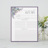 Elegante Lavender Brautparty Recipe Binder Page (Stehend Vorderseite)