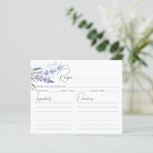 Elegante Lavender Brautparty Rezept Card (Stehend Vorderseite)