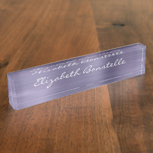 Elegante Lavender Brushed Metal Handwriting Namensplakette
