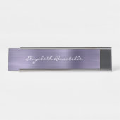 Elegante Lavender Brushed Metal Handwriting Schreibtischnamensplakette (Vorderseite )