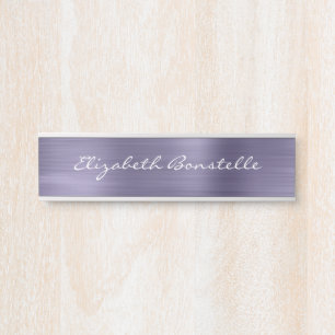 Elegante Lavender Brushed Metal Handwriting Türschild