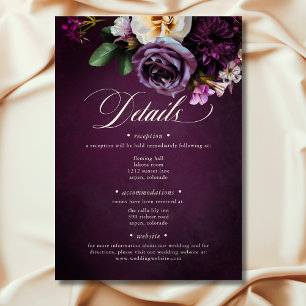 Elegante Lavender & Burgund Blumenzettel Begleitkarte