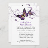 Elegante Lavender Butterfly Wirbel Hochzeit Einlad Einladung (Vorne/Hinten)