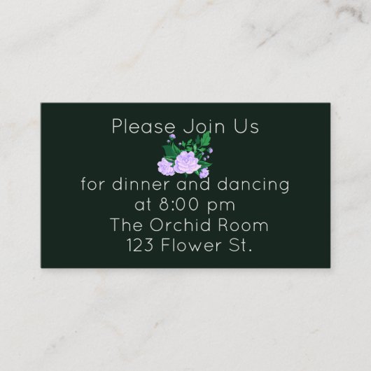 Elegante Lavender Camellia Empfang Begleitkarte (Vorderseite)