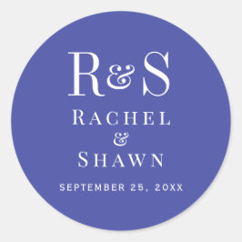 Elegante Lavender Chic Moderne Monogram Wedding Runder Aufkleber