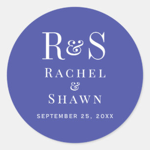 Elegante Lavender Chic Moderne Monogram Wedding Runder Aufkleber