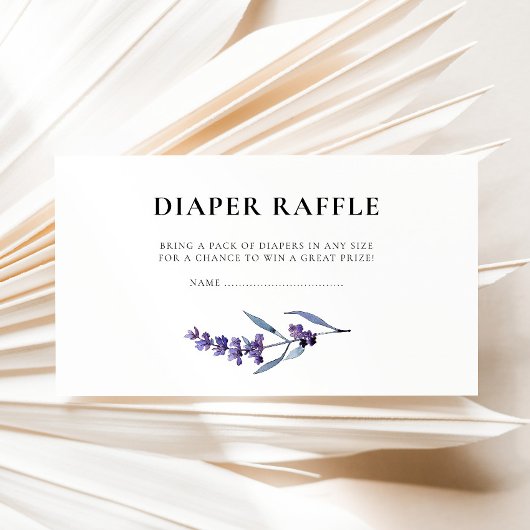 Elegante Lavender Diaper Raffle Baby Dusche Begleitkarte
