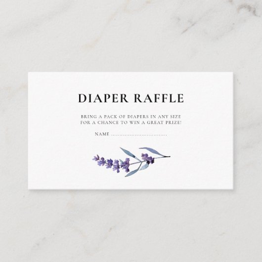 Elegante Lavender Diaper Raffle Baby Dusche Begleitkarte (Vorderseite)